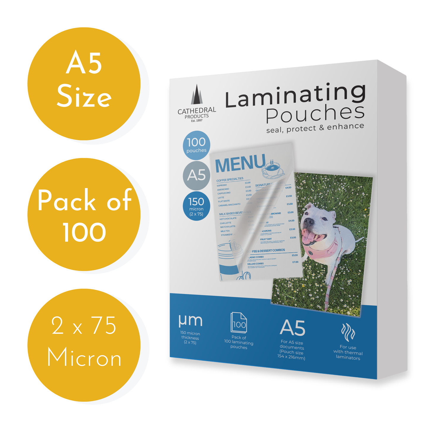 A5 150 Micron Laminating Pouches - Pack of 100