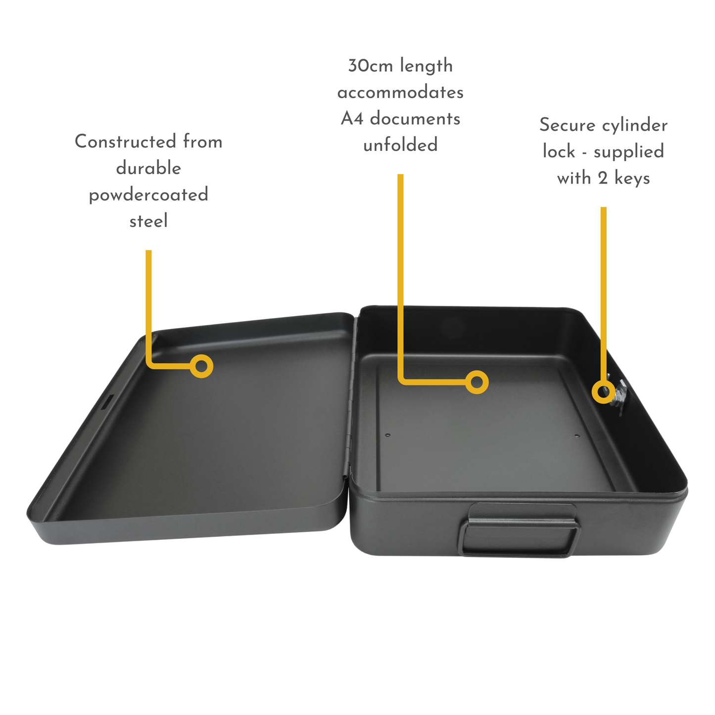 12 Inch Black Lockable Security Box with Bolt Down Kit