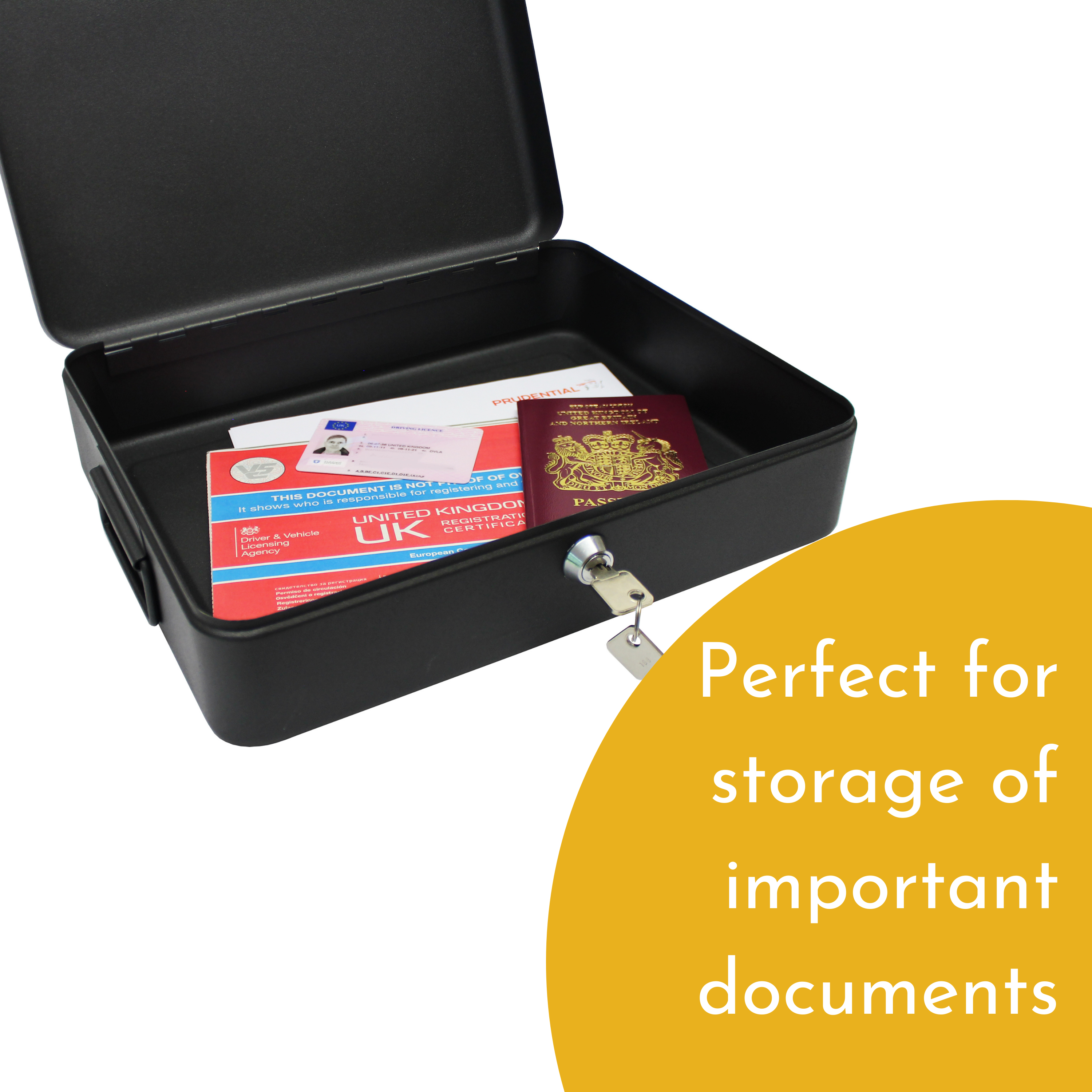 12 Inch Black Lockable Security Box with Bolt Down Kit