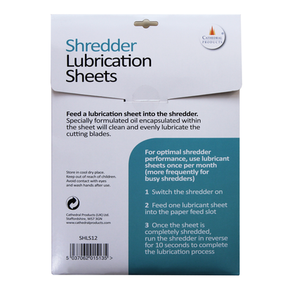 Pack of 12 Shredder Lubrication Sheets