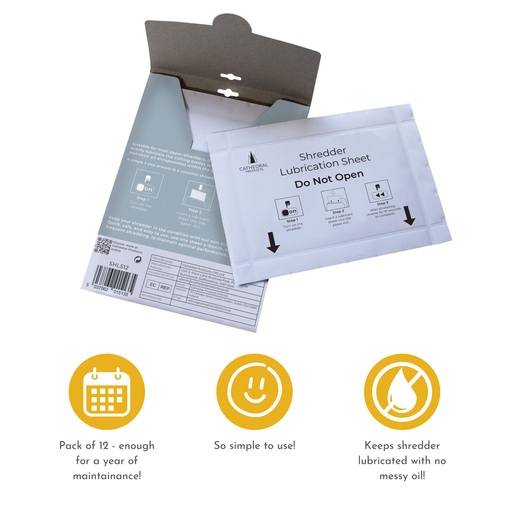 Pack of 12 Shredder Lubrication Sheets