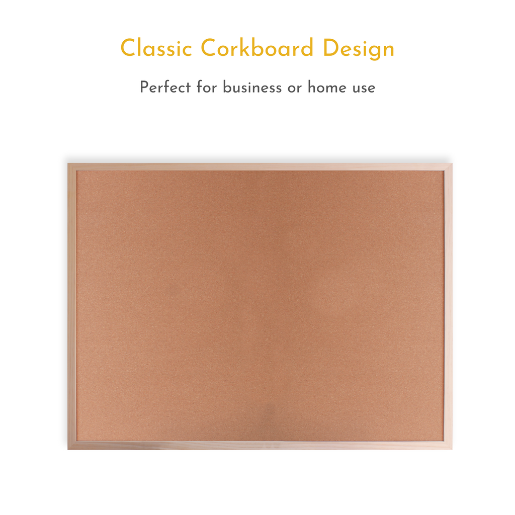 60cm x 80cm Cork Notice Board with Wooden Frame
