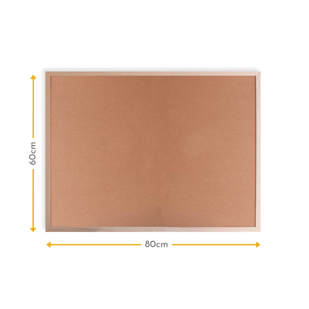 60cm x 80cm Cork Notice Board with Wooden Frame
