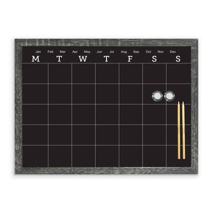 Charcoal Frame Magnetic Calendar Chalk Board - 40.6 x 50.8 cm