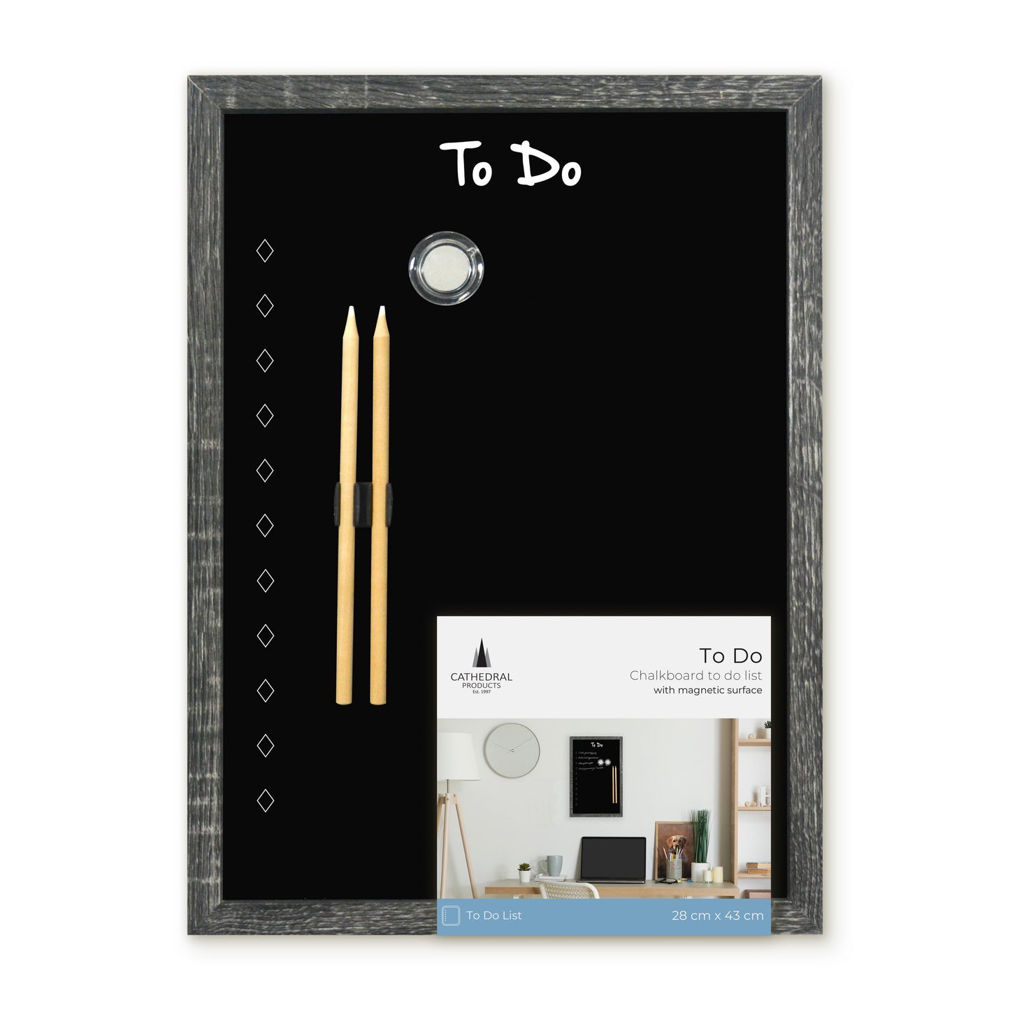 Charcoal Frame Magnetic "To Do" Chalk Board - 28 x 43 cm