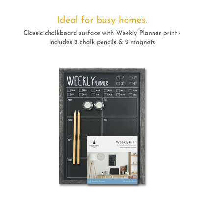 Charcoal Frame Magnetic Weekly Planner Chalk Board - 28 x 43 cm