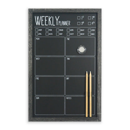 Charcoal Frame Magnetic Weekly Planner Chalk Board - 28 x 43 cm