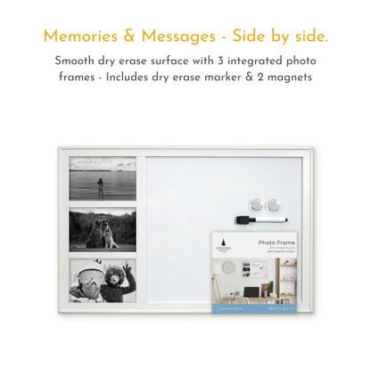 White Photo Frame Magnetic Dry Erase Board - 38 x 58.5 cm