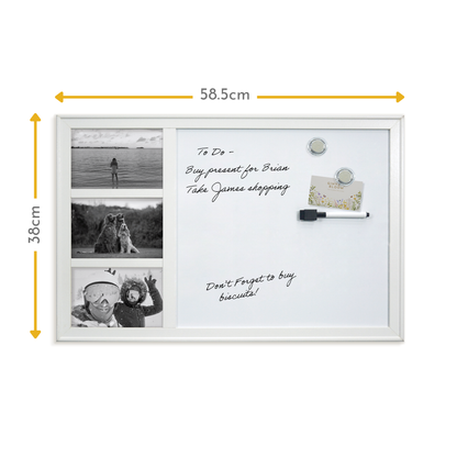 White Photo Frame Magnetic Dry Erase Board - 38 x 58.5 cm