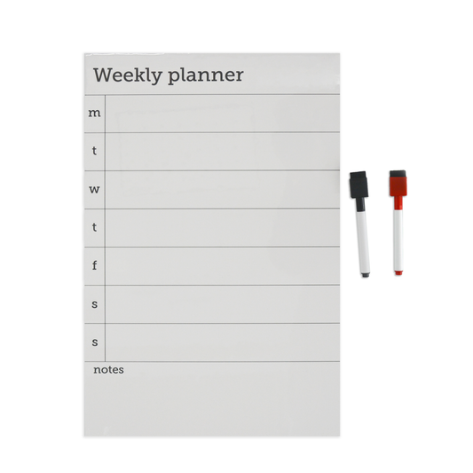 Magnetic Weekly Planner with Dry Erase Surface - Includes 2 Pens