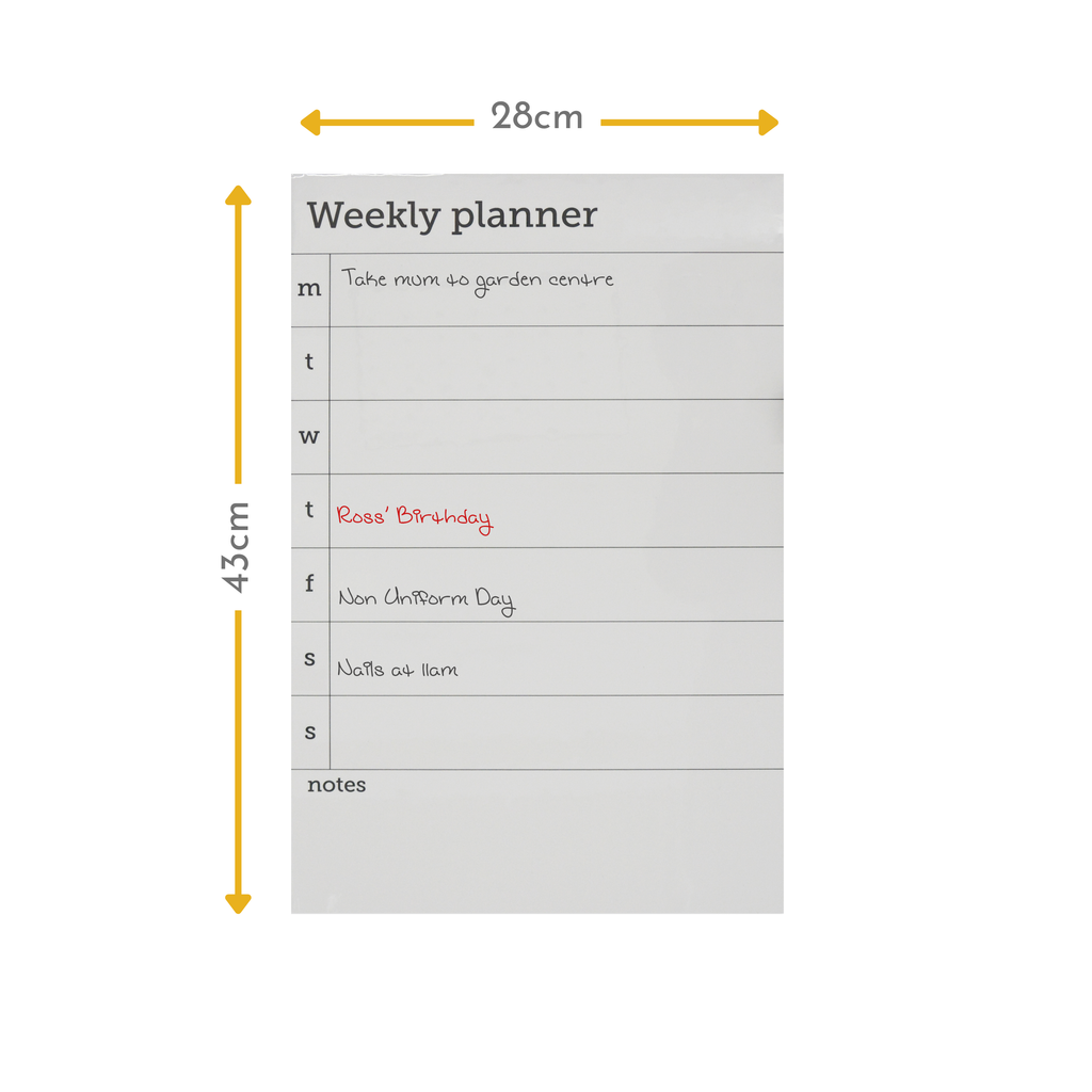 Magnetic Weekly Planner with Dry Erase Surface - Includes 2 Pens