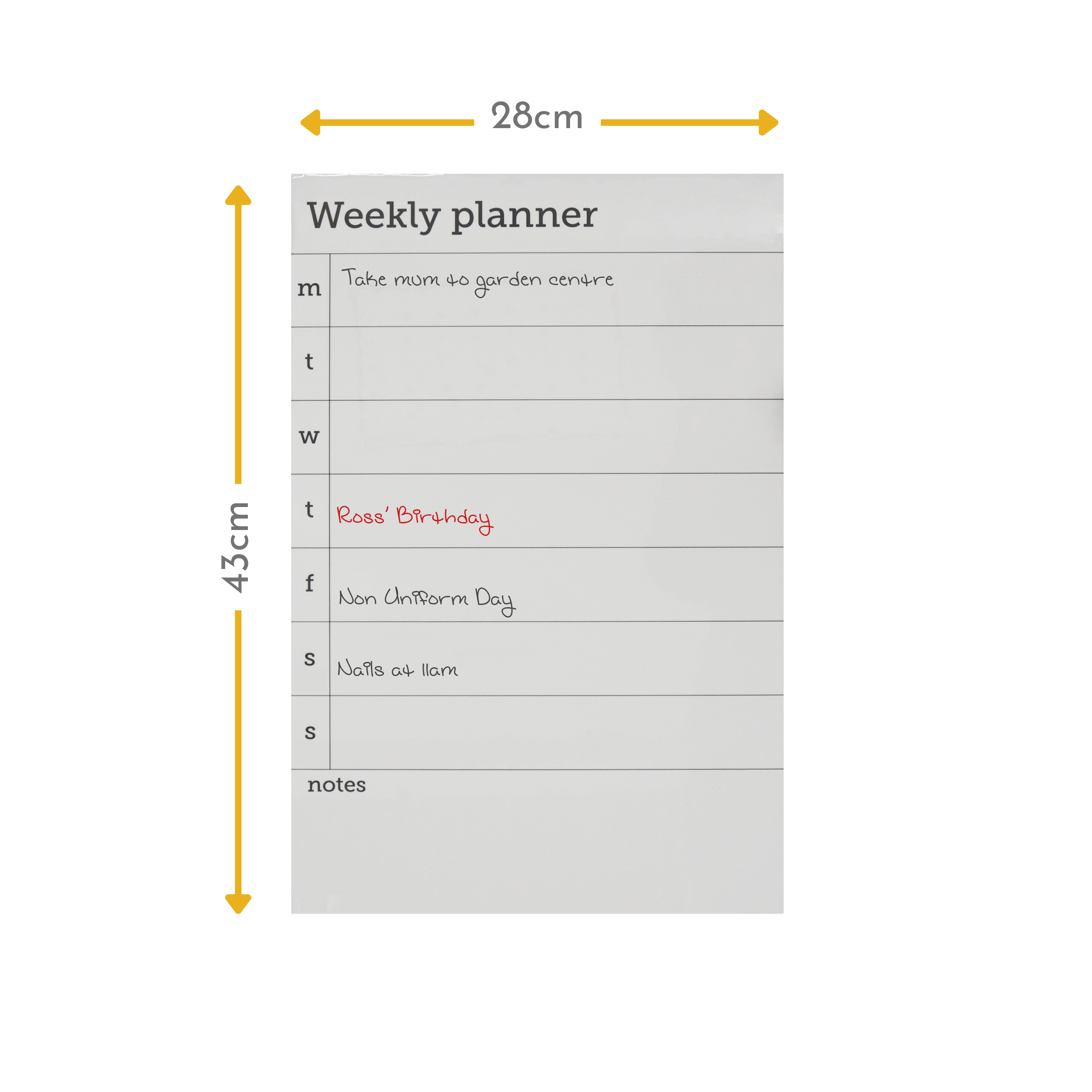 Magnetic Weekly Planner with Dry Erase Surface - Includes 2 Pens