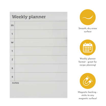 Magnetic Weekly Planner with Dry Erase Surface - Includes 2 Pens