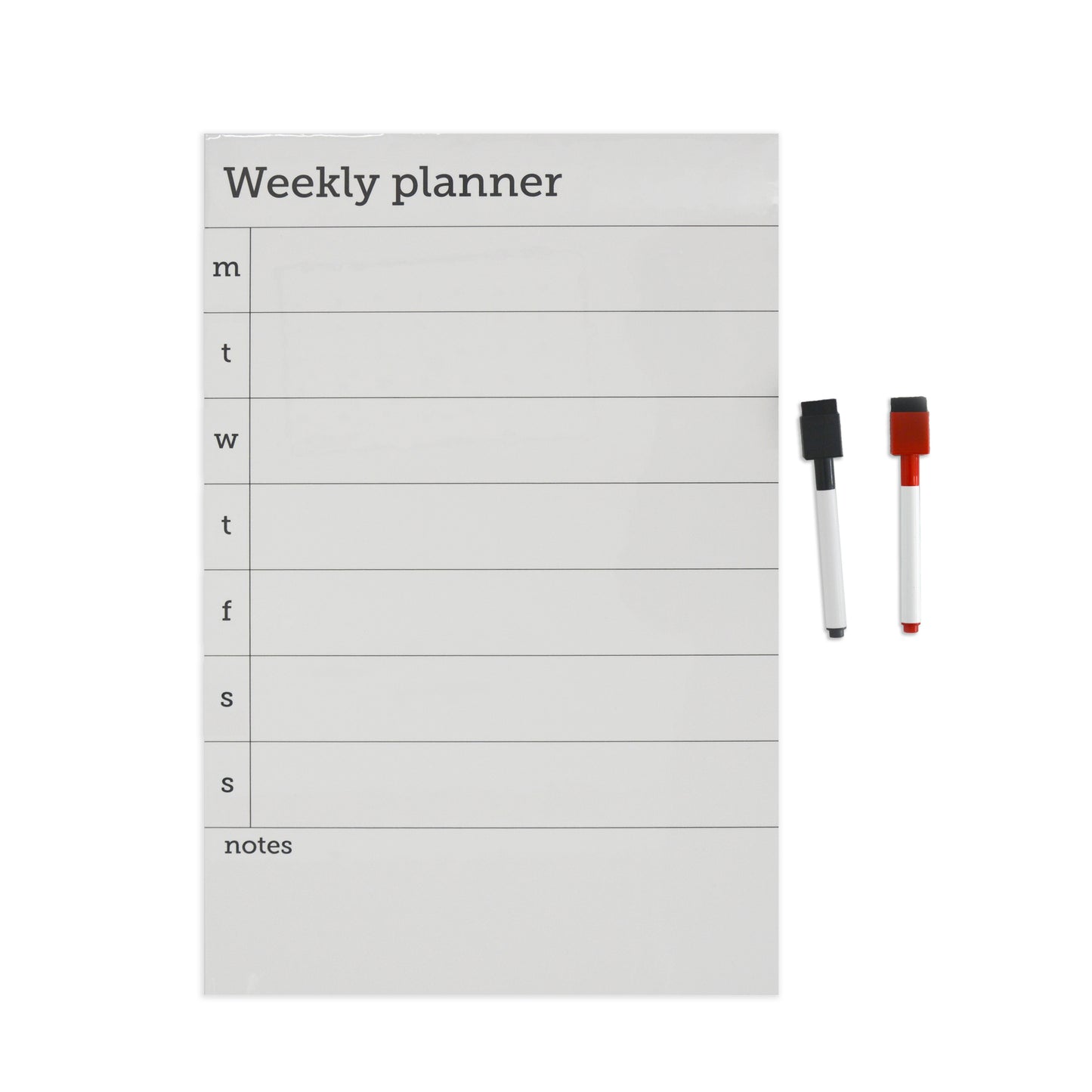 Magnetic Weekly Planner with Dry Erase Surface - Includes 2 Pens