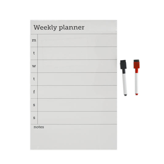 Magnetic Weekly Planner with Dry Erase Surface - Includes 2 Pens