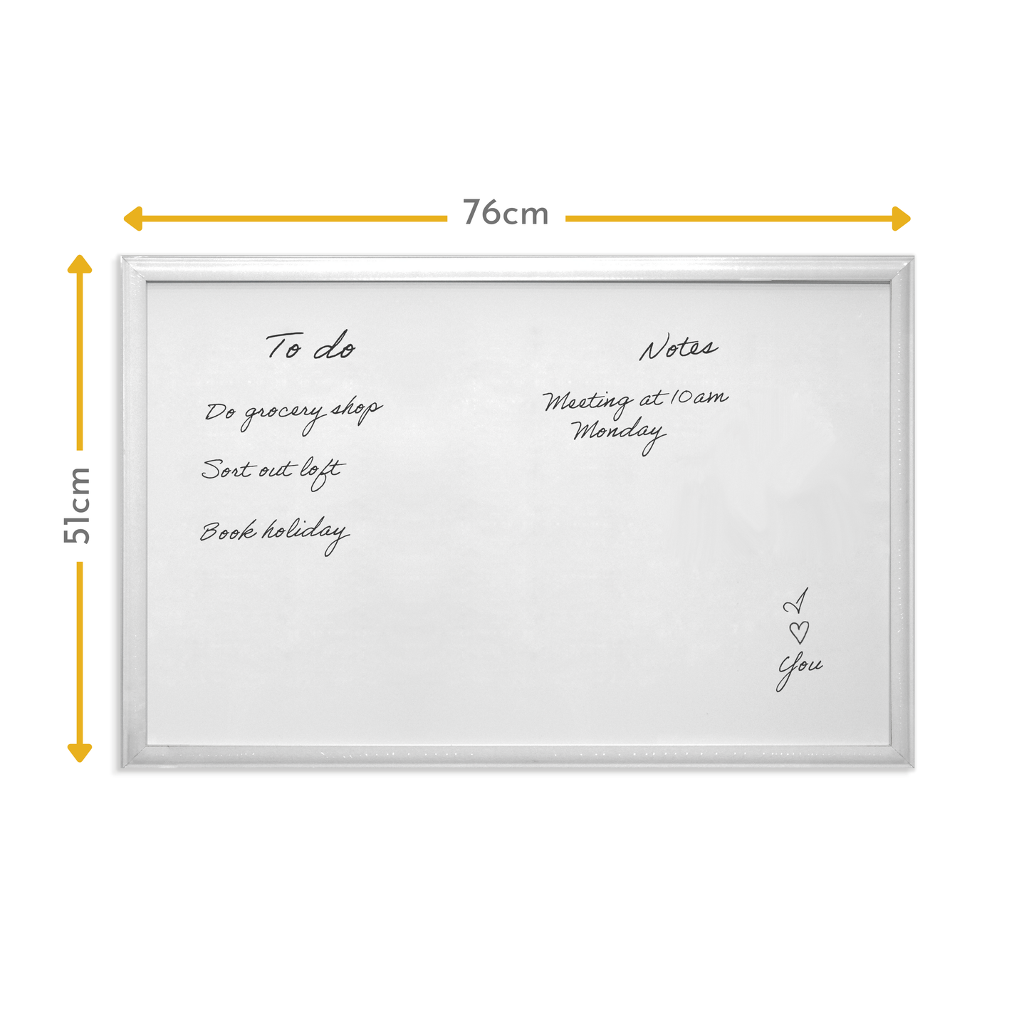 Contemporary White MDF Frame Magnetic Dry Erase Board - 51 x 76 cm