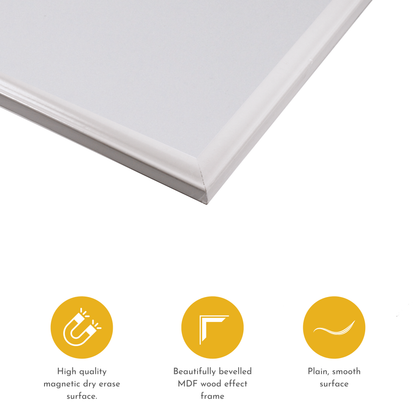 Contemporary White MDF Frame Magnetic Dry Erase Board - 51 x 76 cm