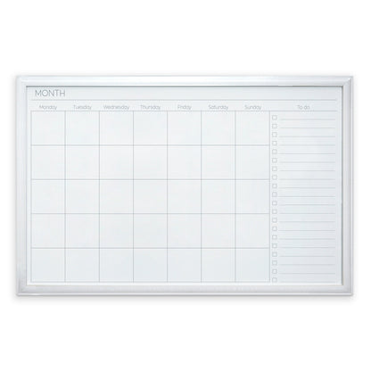 Modern White Frame Magnetic Monthly Planner Dry Erase Board - 51 x 76 cm