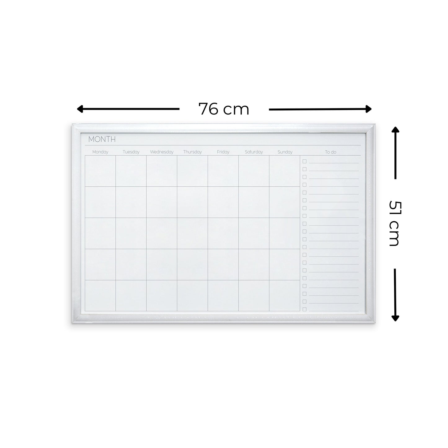 Modern White Frame Magnetic Monthly Planner Dry Erase Board - 51 x 76 cm