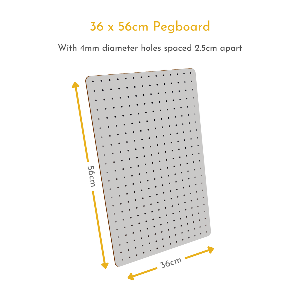 Peg Board with 12 Hooks - White - 56x36cm