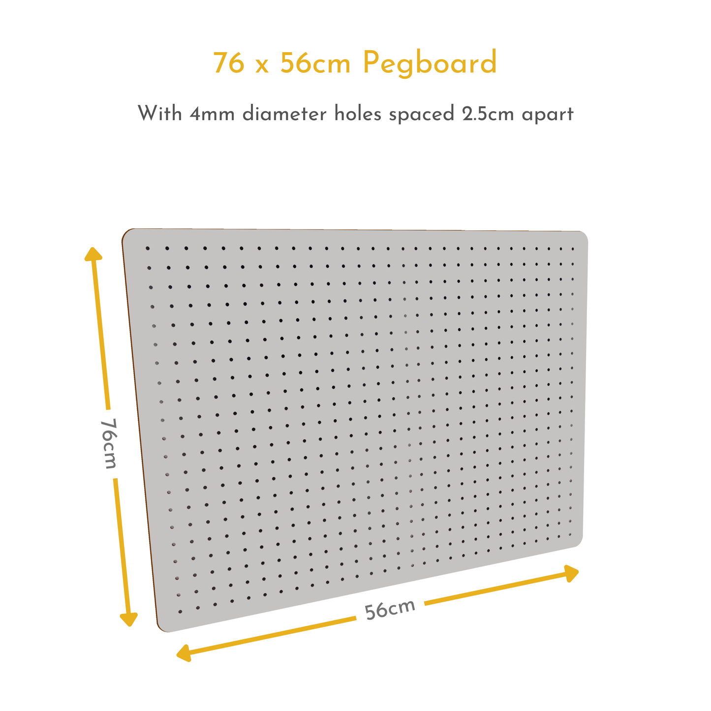 Peg Board with 12 Hooks - White - 76x56cm