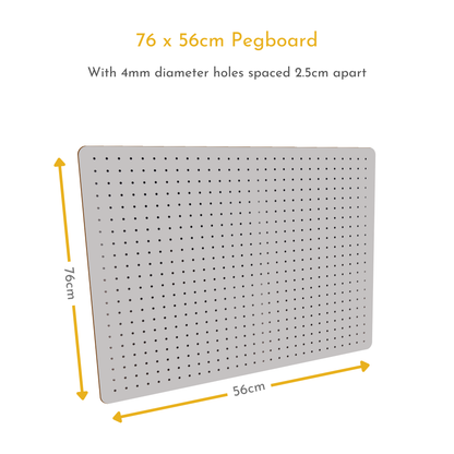 Peg Board with 12 Hooks - White - 76x56cm