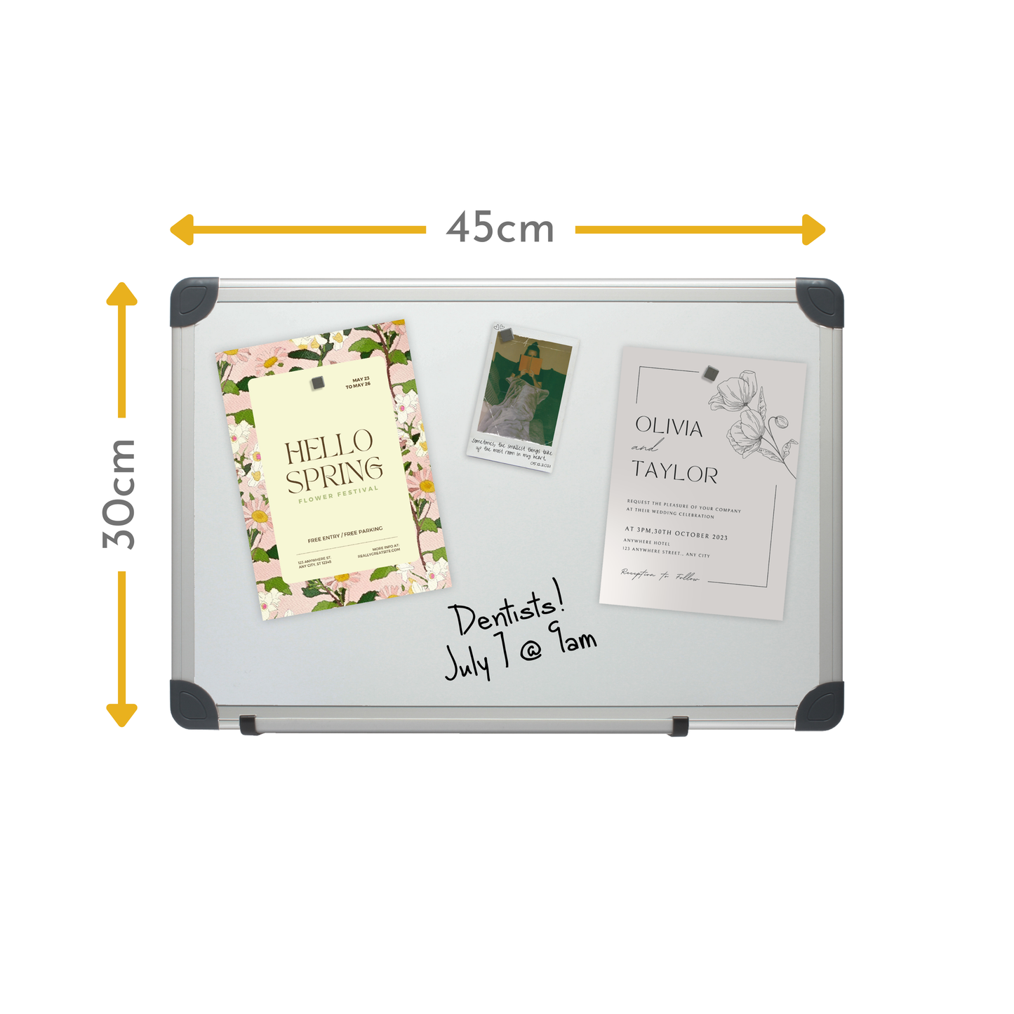 30 x 45cm Magnetic Dry Erase Whiteboard with Aluminium Frame