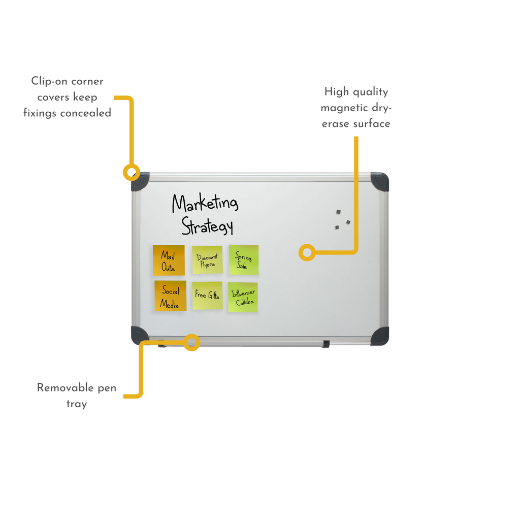 30 x 45cm Magnetic Dry Erase Whiteboard with Aluminium Frame