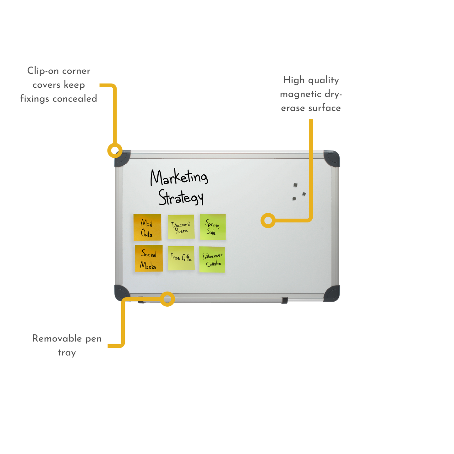 30 x 45cm Magnetic Dry Erase Whiteboard with Aluminium Frame