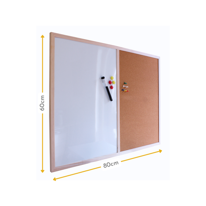 Dry Erase & Cork Combination Noticeboard - 60x80cm