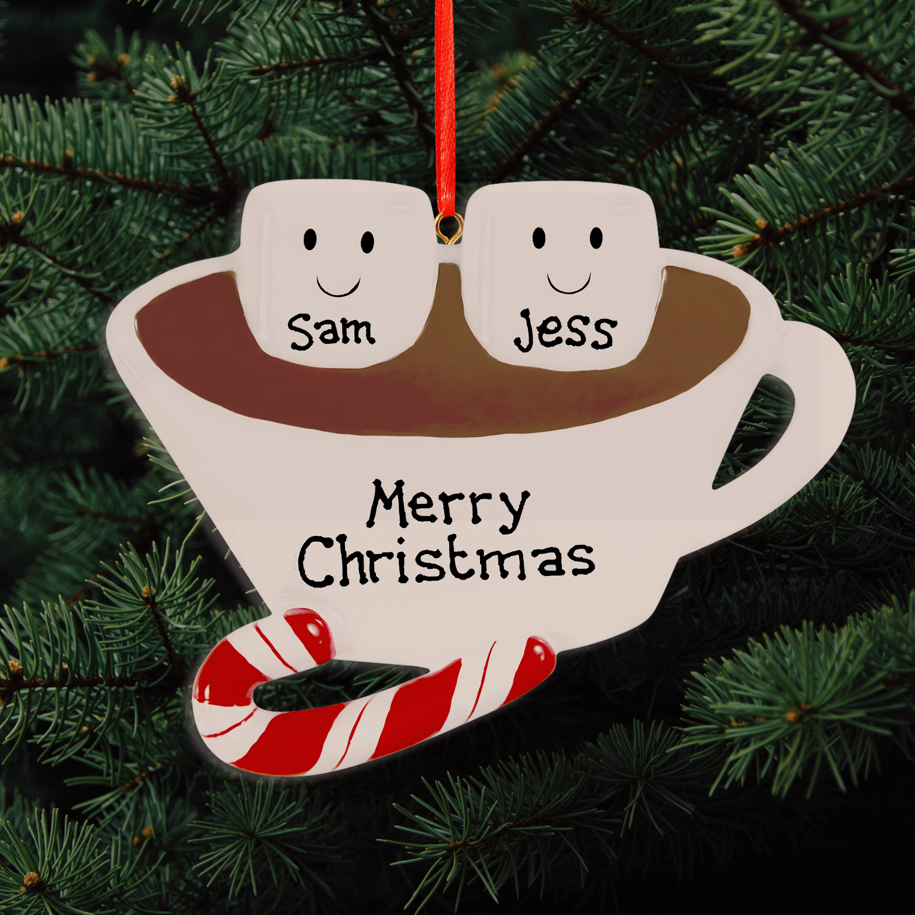 Hot Chocolate Couple - Personalised Couples Christmas Decoration