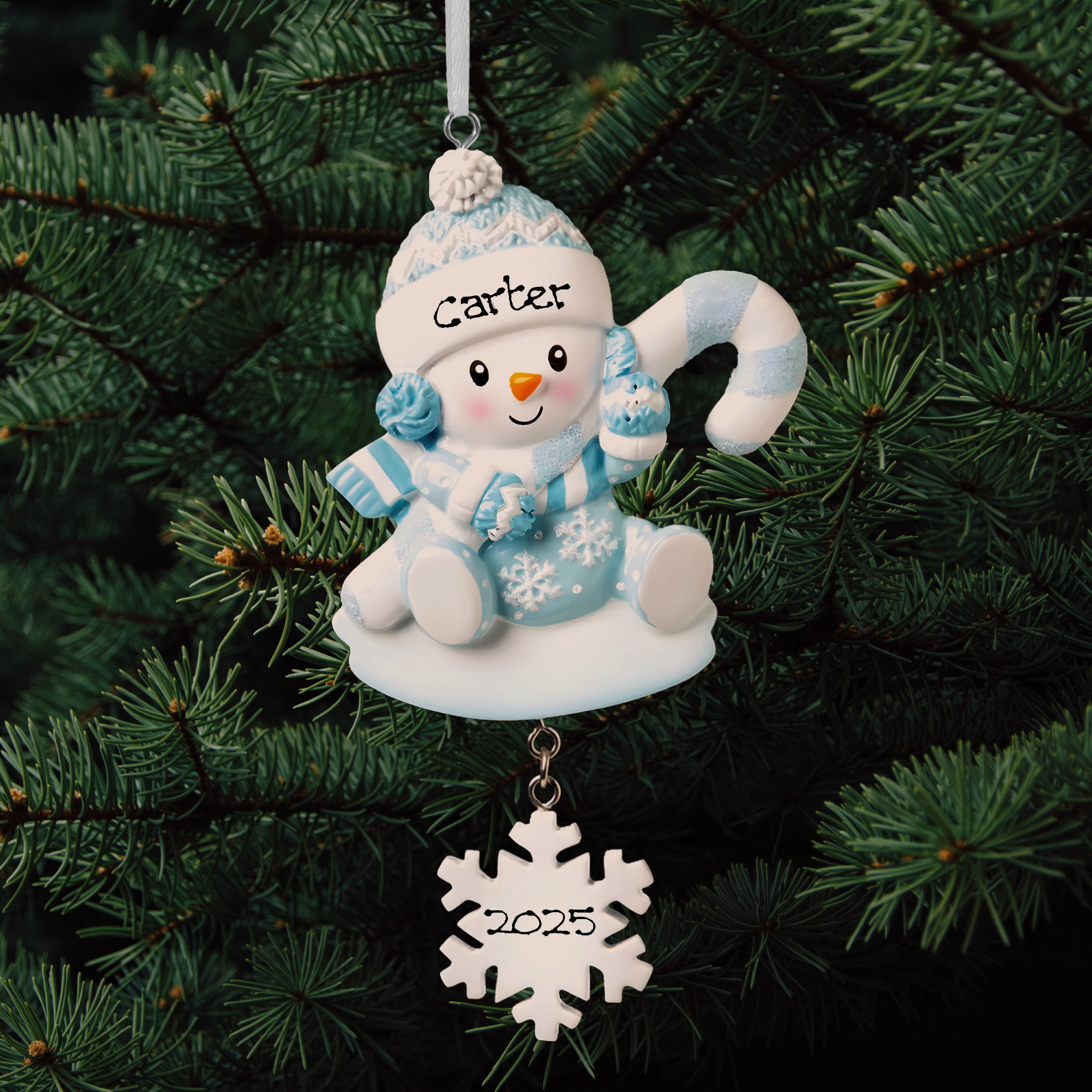 Blue Snowbaby - Personalised Baby Christmas Decoration