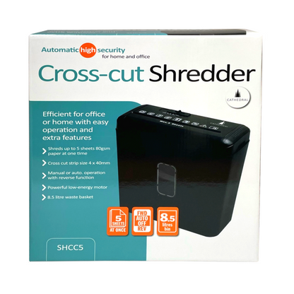5 Sheet Cross Cut Shredder with 8.5 Litre Bin
