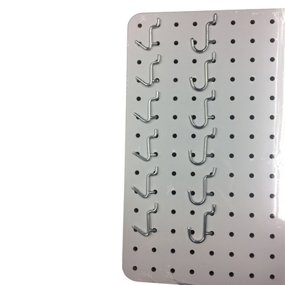 Peg Board with 12 Hooks - White - 56x36cm