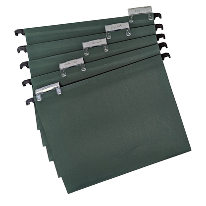 A4 Green Manilla Suspension Files with Clip on Index Tabs and Inserts